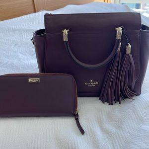 Burgundy Wine Kate Spade Bag and Wallet